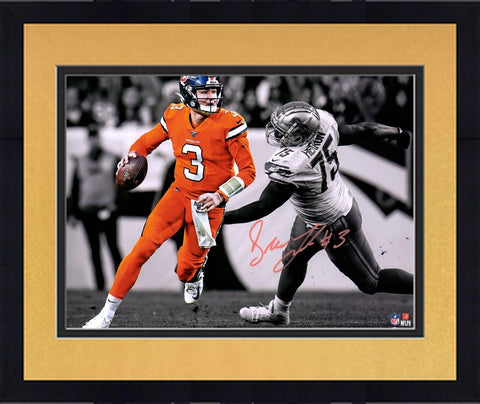 Framed Drew Lock Denver Broncos Signed 11x14 Spotlight Photo