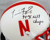 Tommie Frazier Autographed Nebraska Schutt Mini Helmet w/ Insc- Beckett Auth