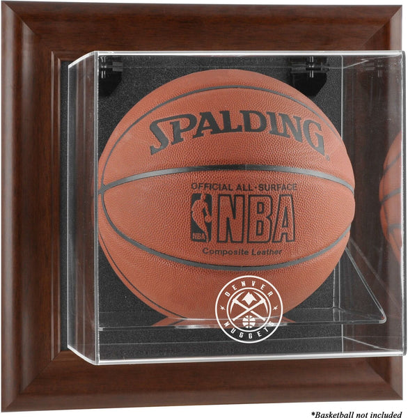Denver Nuggets Brown Framed Wall-Mountable Team Logo Basketball Display Case