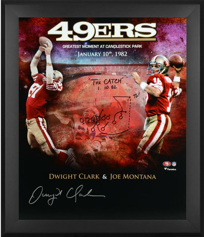 Dwight Clark 49ers Framed Signed 20x24 Photo & The Catch & Diagram of the Play