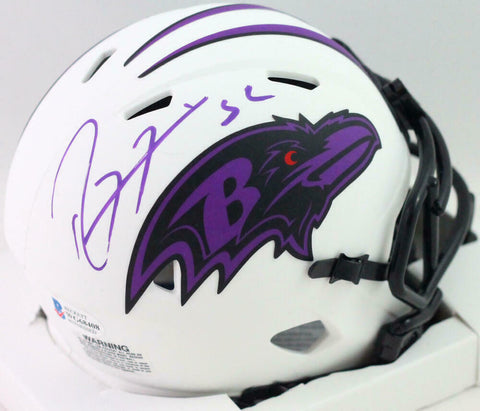 Ray Lewis Autographed Baltimore Ravens Lunar Mini Helmet- Beckett W *Purple