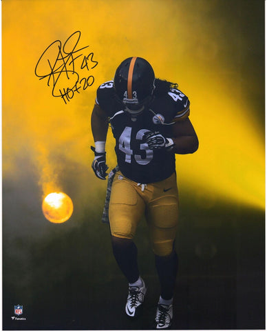 Troy Polamalu Pittsburgh Steelers Signed 16" x 20" Smoke Photo & "HOF 20" Insc