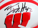 TJ Watt Autographed Wisconsin Badgers Schutt Mini Helmet-Beckett W Hologram