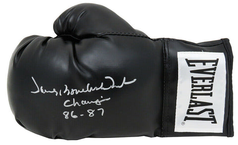 James Bonecrusher Smith Signed Everlast Black Boxing Glove w/Champ 86-87 -SS COA