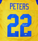 LOS ANGELES RAMS MARCUS PETERS AUTOGRAPHED YELLOW JERSEY BECKETT BAS 152351
