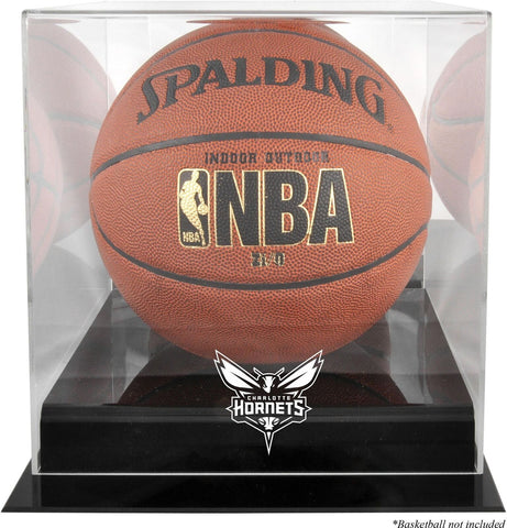 Charlotte Hornets Blackbase Team Logo Basketball Display Case w/Mirrored Back
