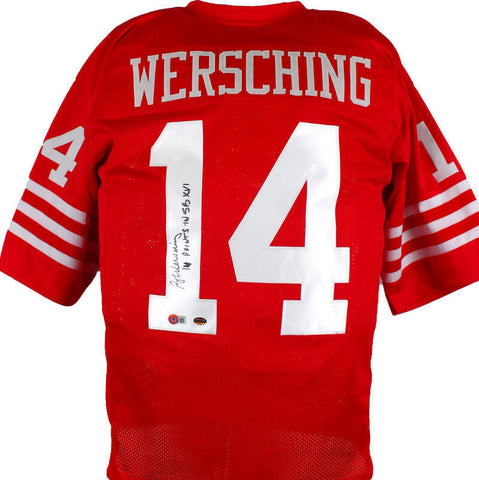 Ray Wersching Autographed Red Pro Style Jersey w/14 points SB XVI- Beckett Holog