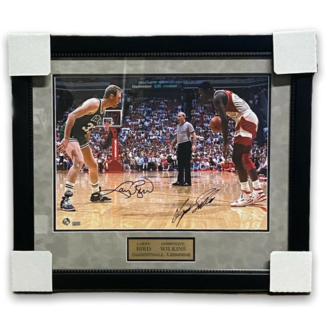 Larry Bird Dominique Wilkins Signed Autographed 16x20 Photo Framed to 20x24 NEP
