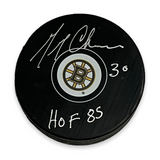 Gerry Cheevers Signed Autographed "Mask" Puck w/ Inscription NEP