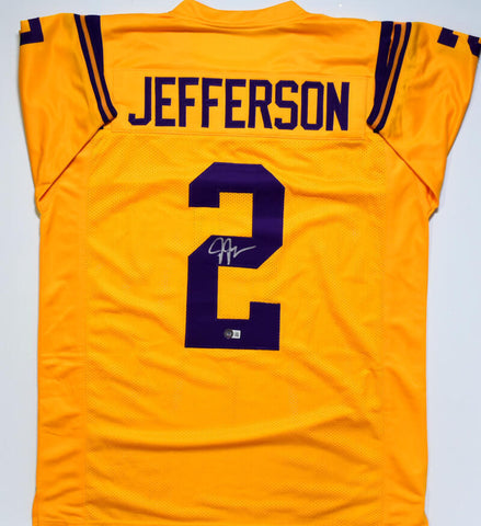 Justin Jefferson Autographed Gold College Style Jersey-Beckett W Hologram