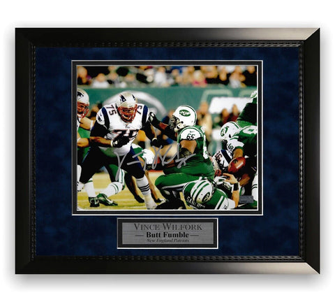 Vince Wilfork Signed Autographed Butt Fumble Photograph Framed to 11x14 NEP