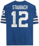 FRMD Roger Staubach Cowboys Signed Blue Auth Mitchell&Ness Jersey w/"HOF 85"Inc