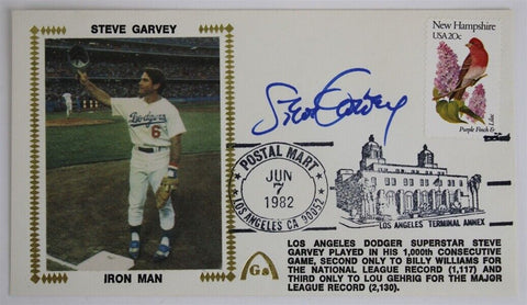 Steve Garvey Signed Los Angeles Dodgers Iron Man Cachet Envelope (JSA COA)