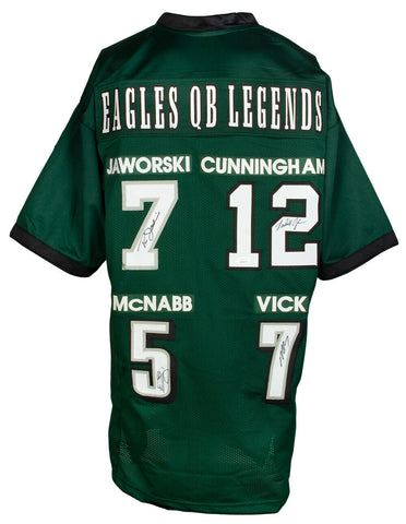 Eagles QB Legends Vick McNabb Jaworski Cunningham Signed Custom Jersey JSA