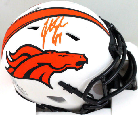 John Lynch Autographed Denver Broncos Lunar Mini Helmet- Beckett W *Orange