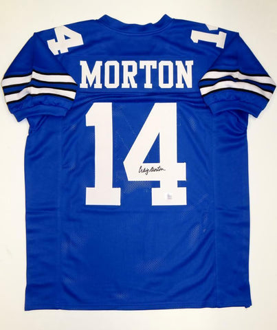 Craig Morton Autographed Blue Pro Style Jersey- The Jersey Source Authenticated