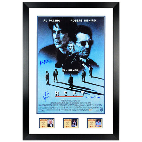 Robert De Niro, Al Pacino, Val Kilmer Autographed Heat 16x24 Framed Movie Poster
