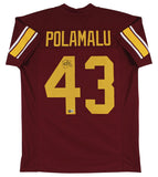 Troy Polamalu Authentic Signed Maroon Pro Style Jersey Autographed BAS Witnessed