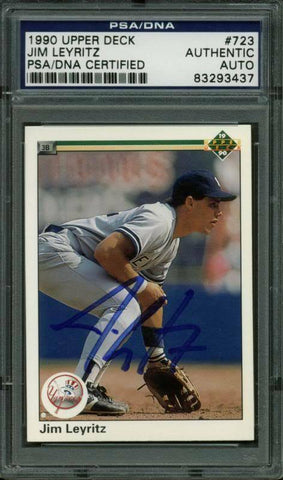 Yankees Jim Leyritz Authentic Signed Card 1990 Upper Deck #723 PSA/DNA Slabbed