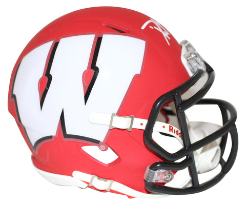 Derek Watt Autographed/Signed Wisconsin Badgers AMP Mini Helmet JSA 28927