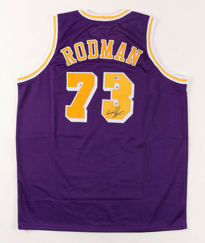 Dennis Rodman Signed Los Angeles Lakers Jersey (Beckett COA) NBA Rebounding Ldr.