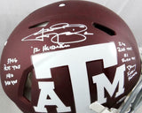 Johnny Manziel Texas A&M Maroon Speed Authentic F/S Helmet w/6 Insc-Beckett Auth