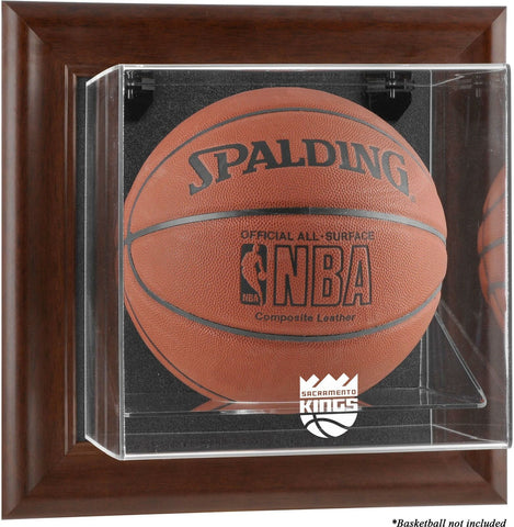 Sacramento Kings Brown Framed Wall-Mounted Team Logo Basketball Display Case