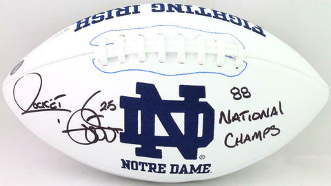 Rocket Ismail Signed Notre Dame Logo Football W/ 88 Nat Champs- Beckett W *Black