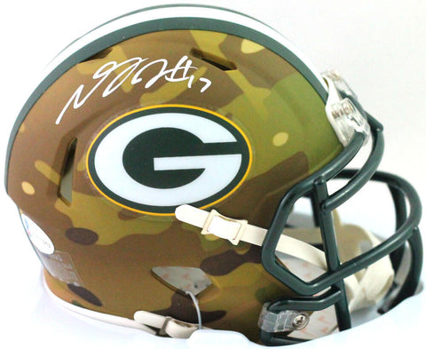 Davante Adams Autographed Green Bay Packers Camo Mini Helmet- Beckett Witness
