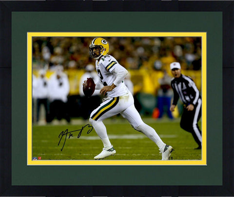Framed Aaron Rodgers Green Bay Packers Signed 16" x 20" Color Rush Photo
