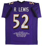 Ray Lewis Authentic Signed Purple Pro Style Stat Jersey BAS Witnessed