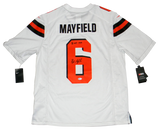 BAKER MAYFIELD SIGNED CLEVELAND BROWNS #6 WHITE NIKE LIMITED JERSEY W/ #1 PICK