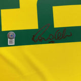 Framed Autographed/Signed Ronaldo Nazario 33x42 Brazil Yellow Jersey BAS COA