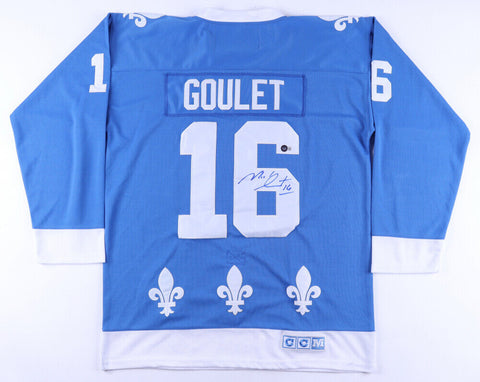 Michel Goulet Signed Quebec Nordiques Custom Style Jersey (Beckett) 548 Goals