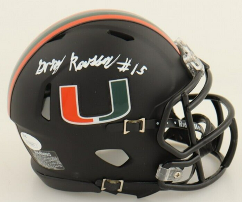 Gregory Rousseau Signed Miami Hurricanes Matte Black Speed Mini Helmet (JSA COA)