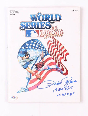 Pete Rose Signed 1980 Philadelphia Phillies MLB World Series Program (PSA COA)