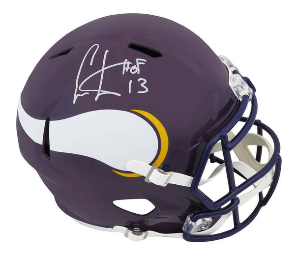 Cris Carter Signed Vikings T/B Riddell F/S Speed Rep Helmet w/HOF'13 - (SS COA)
