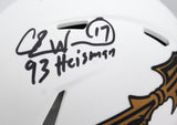 Charlie Ward Signed FSU Seminoles Lunar Speed Mini Helmet w/93 Heisman-Prova