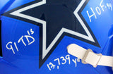 Tony Dorsett Signed Cowboys F/S Flash Speed Helmet w/5 Stats-Beckett W Hologram
