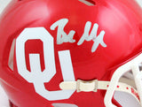 Baker Mayfield Autographed Oklahoma Sooners Mini Helmet- Beckett W *Silver