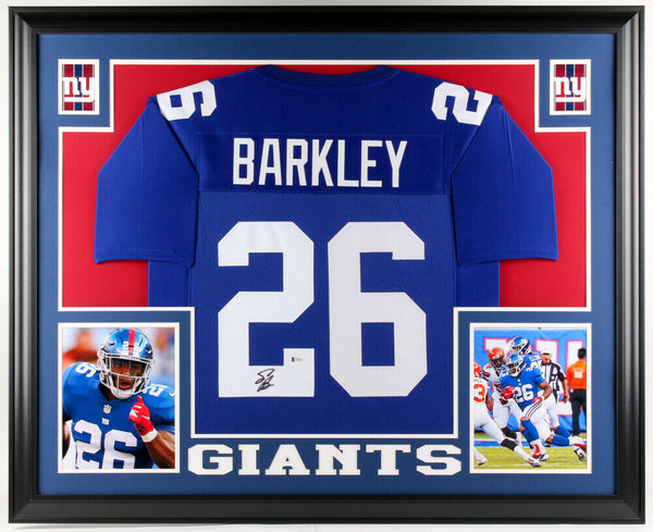 Saquon Barkley Signed New York Giants 35x43 Custom Framed Jersey (Beckett Holo)