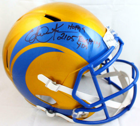 Eric Dickerson Autographed Rams Flash Speed F/S Helmet w/2 Insc.-BeckettW Holo