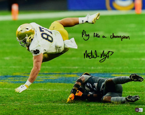 Michael Mayer Signed Notre Dame 16x20 Tackled Photo w/Play Like a Champ-BAW Holo