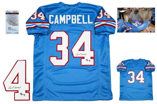 Earl Campbell Autographed SIGNED Custom Jersey - JSA Authentic w/ Photo - Blue