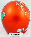 Ray Lewis Autographed Miami Hurricanes Orange Schutt Mini Helmet- Beckett W Holo