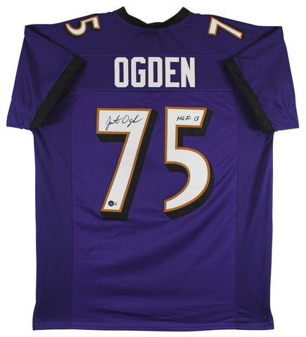 Jonathan Ogden "HOF 13" Authentic Signed Purple Pro Style Jersey BAS Witnessed