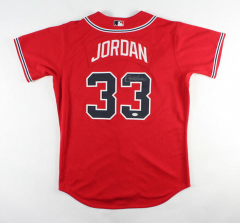 Brian Jordan Signed Atlanta Braves Jersey (PSA) 2 Sport Star NFL D.B & MLB O.F.