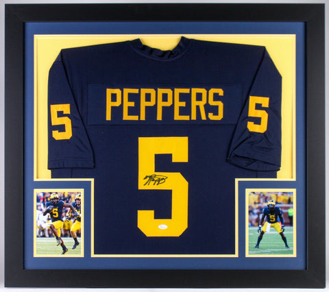Jabrill Peppers Signed Michigan Wolverines 31x35 Custom Framed Jersey (JSA COA)
