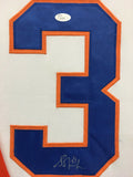 Grant Fuhr Signed Edmonton Oilers 35 x43 Custom Framed Jersey Display (JSA COA)