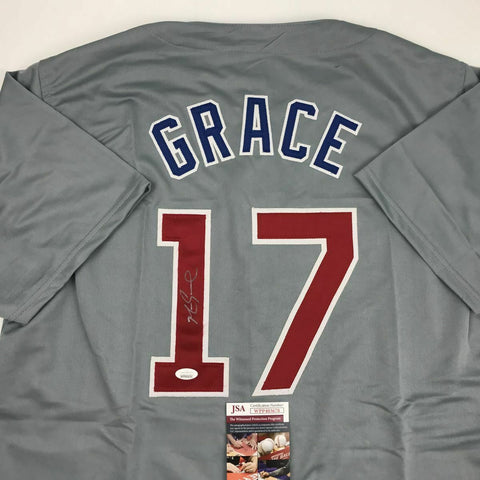 Autographed/Signed MARK GRACE Chicago Grey Baseball Jersey JSA COA Auto